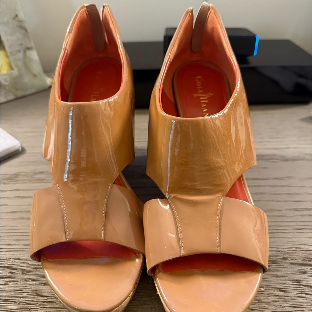 Cole Haan Tan Open-Toe Heels